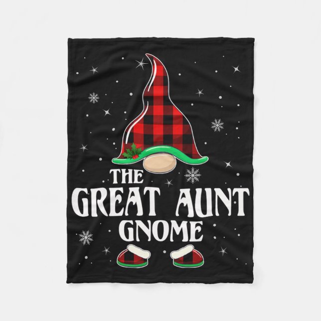 Great Aunt Gnome Buffalo Plaid Family Group Christ Fleece Blanket (Front)