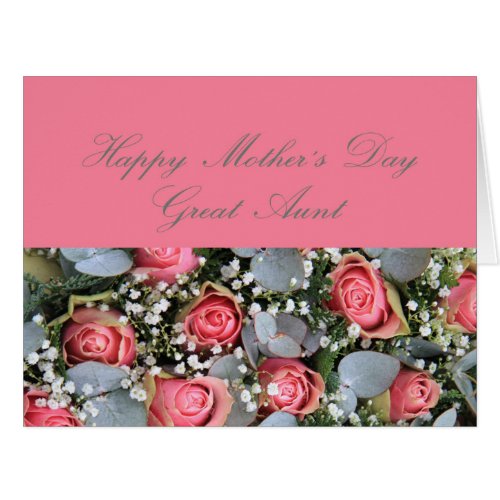 Great Aunt   Happy Mothers Day rose card