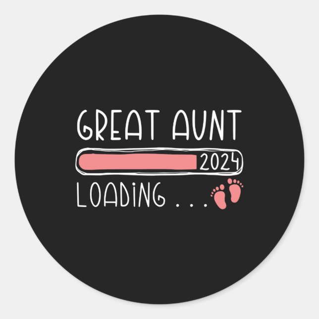 Great Aunt Loading 2024 Family Pregnancy Classic Round Sticker (Front)