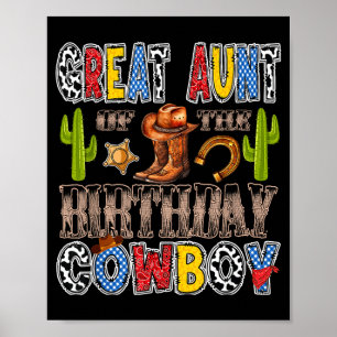 Great aunt of the birthday cowboy western birthday poster