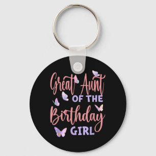 Great Aunt Of The Birthday Girl Butterfly Family Keychain
