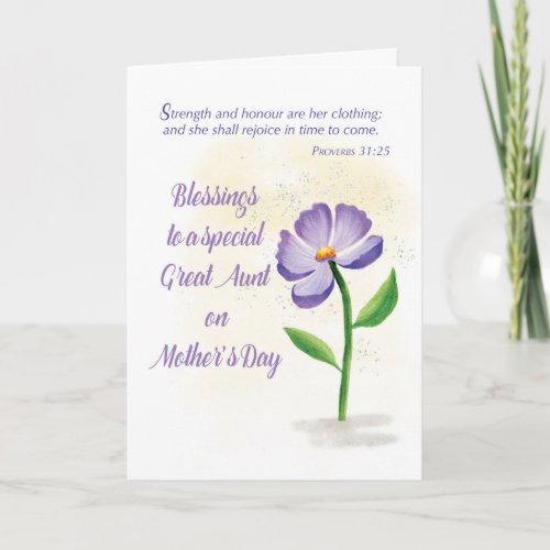 Great Aunt on Mothers Day Blessing Violet Flower Card