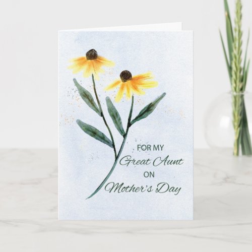 Great Aunt on Mothers Day Two Cone Flowers Card