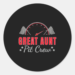 Great Aunt T Crew Race Car Driver Birthday Party R Classic Round Sticker