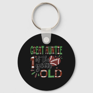 Great Auntie Of The 1 Year Old Football 1st Year D Keychain