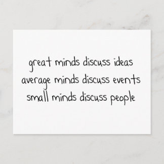 GREAT AVERAGE SMALL MINDS DISCUSS IDEAS EVENTS POS POSTCARD