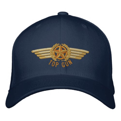 Great Aviation Star Laurels Pilot Wings Embroidered Baseball Cap