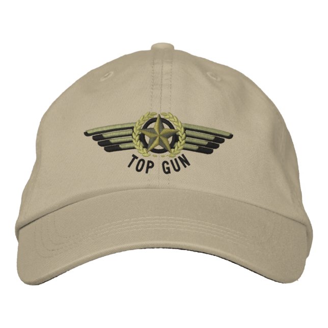 Great Aviation Star Laurels Pilot Wings Embroidered Baseball Cap (Front)