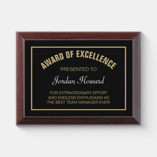 Great award Custom Best team manager plaque