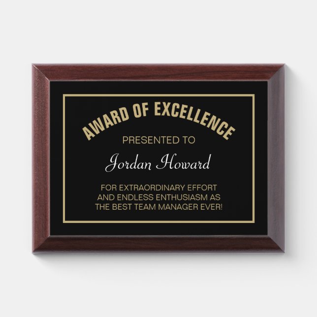 Great award! Custom Best team manager plaque (Horizontal)