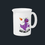 Great Balls Of Fire Dinosaur Meteor Beverage Pitcher<br><div class="desc">This funny design shows a t-rex dinosaur with headphones on dancing to the song great balls of fire while a meteor falls from the sky that will lead to his extinction.</div>