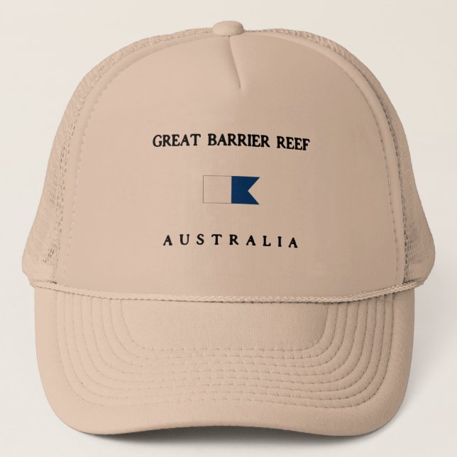 Great Barrier Reef Australia Alpha Dive Flag Trucker Hat (Front)