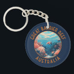 Great Barrier Reef Australia Retro Distressed Art Keychain<br><div class="desc">Great Barrier Reef in a vector art style. The Great Barrier Reef is the world's largest coral reef system,  composed of over 2, 900 individual reefs and 900 islands.</div>