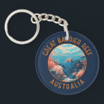 Great Barrier Reef Australia Retro Distressed Art Keychain<br><div class="desc">Great Barrier Reef in a vector art style. The Great Barrier Reef is the world's largest coral reef system,  composed of over 2, 900 individual reefs and 900 islands.</div>