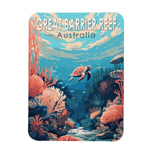 Great Barrier Reef Australia Travel Art Vintage Magnet