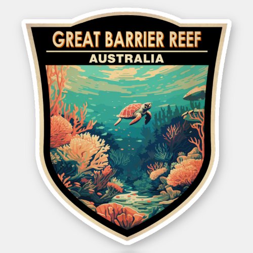 Great Barrier Reef Australia Travel Art Vintage Sticker