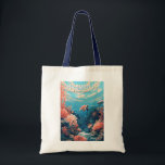 Great Barrier Reef Australia Travel Art Vintage Tote Bag<br><div class="desc">Great Barrier Reef in a vector art style. The Great Barrier Reef is the world's largest coral reef system,  composed of over 2, 900 individual reefs and 900 islands.</div>