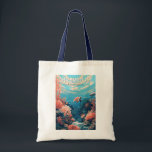 Great Barrier Reef Australia Travel Art Vintage Tote Bag<br><div class="desc">Great Barrier Reef in a vector art style. The Great Barrier Reef is the world's largest coral reef system,  composed of over 2, 900 individual reefs and 900 islands.</div>
