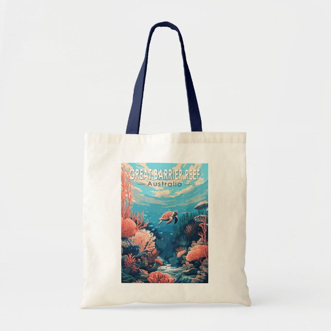 Great Barrier Reef Australia Travel Art Vintage Tote Bag (Front)