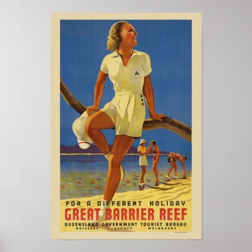 Great Barrier Reef Australia Vintage Poster 1934