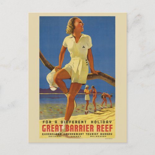 Great Barrier Reef Australia Vintage Poster 1934 Postcard