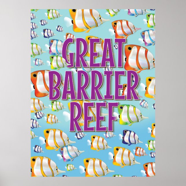 Great Barrier Reef cartoon travel poster (Front)