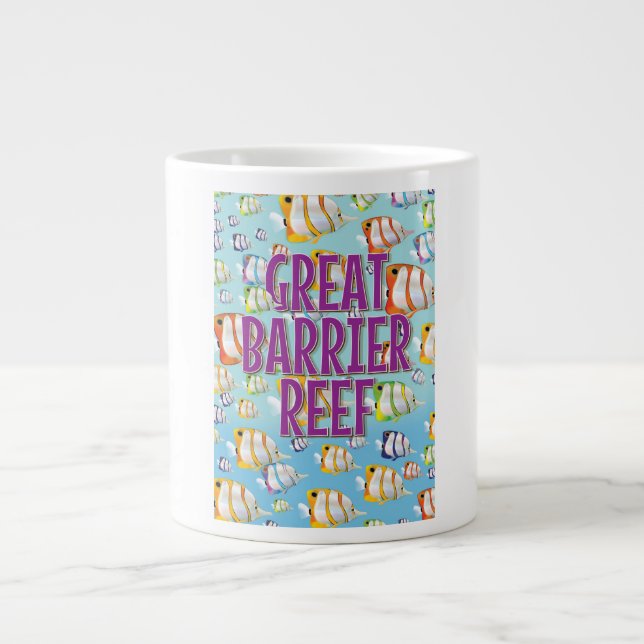 Great Barrier Reef cartoon travel poster Giant Coffee Mug (Front)