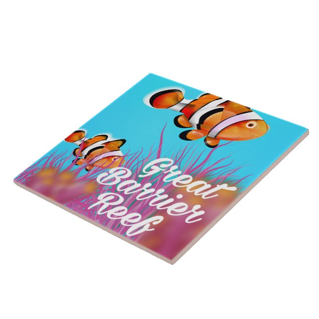 Great Barrier reef Clown fish cartoon poster Tile (Side)