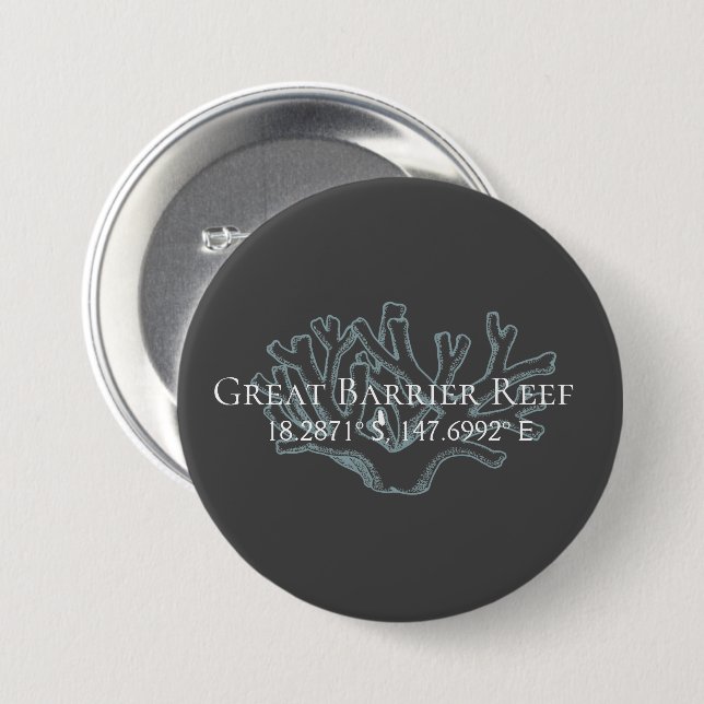 Great Barrier Reef Latitude  Longitude  Button (Front & Back)