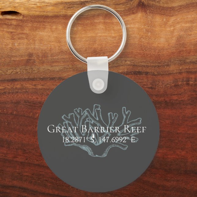 Great Barrier Reef Latitude  Longitude  Keychain (Front)