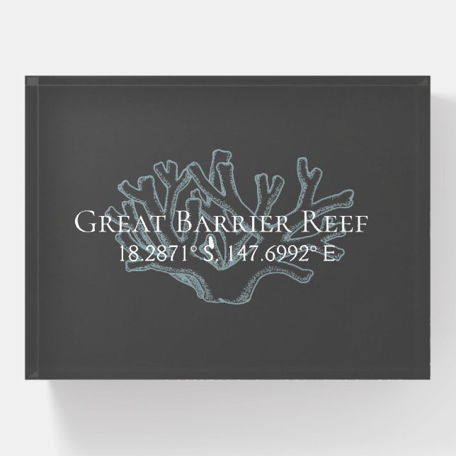 Great Barrier Reef Latitude  Longitude  Paperweight (Front)