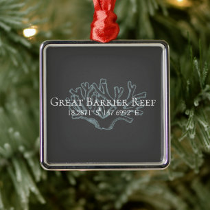 Great Barrier Reef Latitude Longitude Plaque Metal Ornament