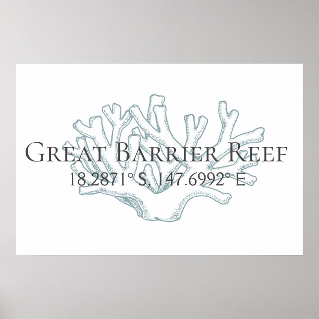 Great Barrier Reef Latitude  Longitude   Poster (Front)