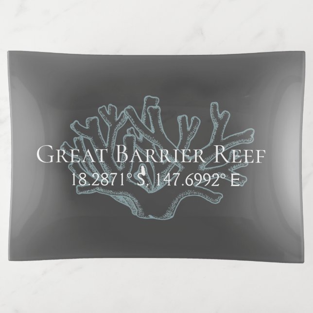 Great Barrier Reef Latitude  Longitude  Trinket Tray (Front)
