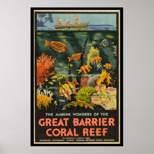 Hawaii Tropical Paradise Fish Coral Reef Diving Vintage Art Poster Print Giclee 