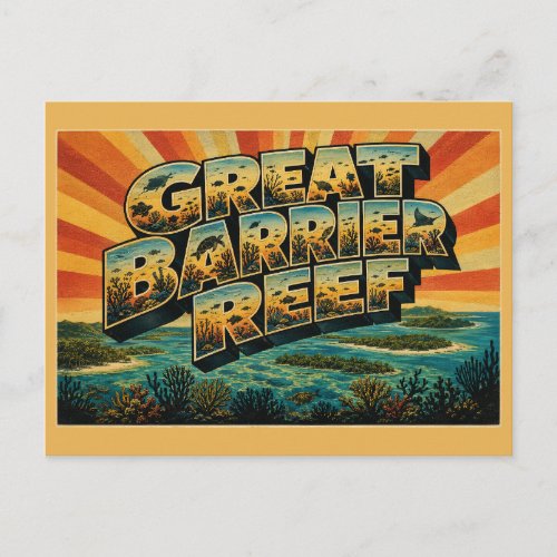 Great Barrier Reef Queensland Vintage Travel Art Postcard