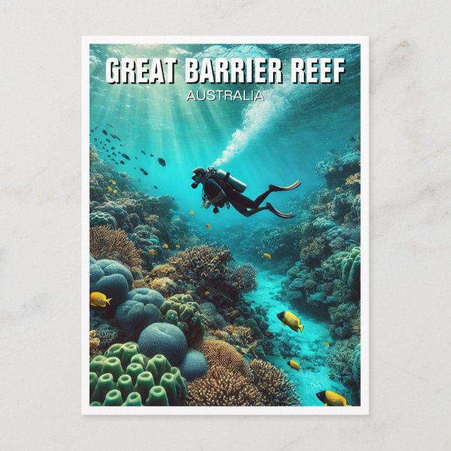 Great Barrier Reef Scuba Diver Postcard (Front)