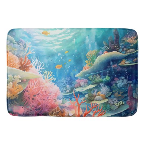 Great Barrier Reef Watercolor Bath Mat