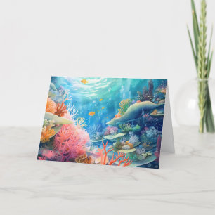 Great Barrier Reef Watercolor Birthday Card