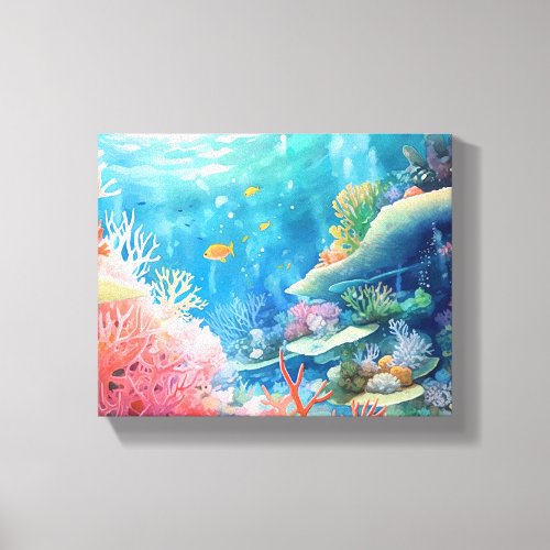 Great Barrier Reef Watercolor Canvas Print