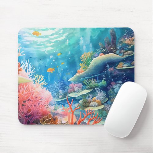 Great Barrier Reef Watercolor Mouse Pad