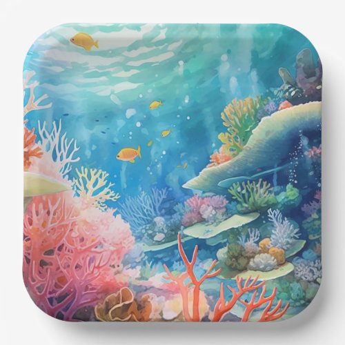 Great Barrier Reef Watercolor Paper Plates