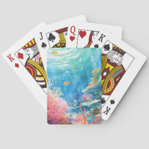 Great Barrier Reef Watercolor Poker Cards