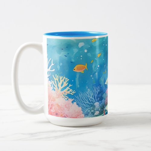 Great Barrier Reef Watercolor Two_Tone Coffee Mug