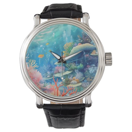 Great Barrier Reef Watercolor Watch