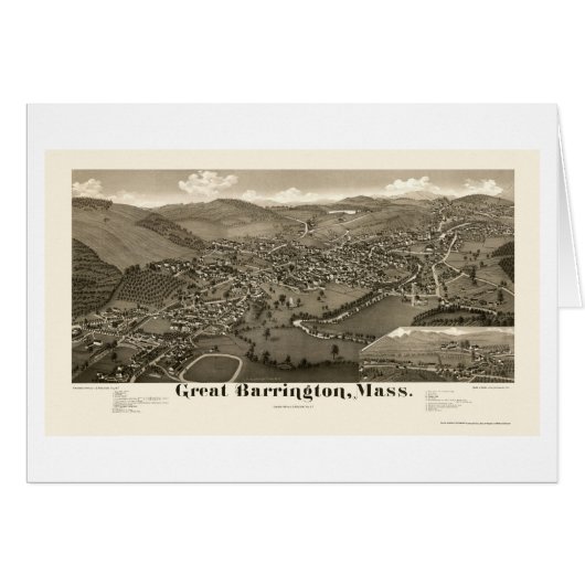 Great Barrington, MA Panoramic Map - 1884 Cards (Front Horizontal)