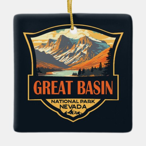 Great Basin National Park Illustration Travel Art  Ceramic Ornament