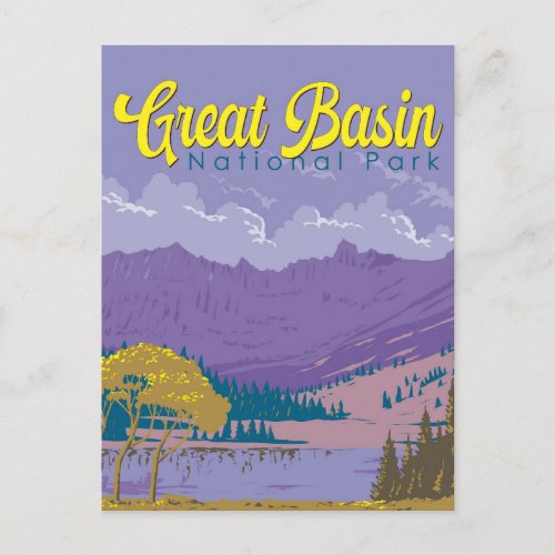 Great Basin National Park Illustration Travel Art  Postcard