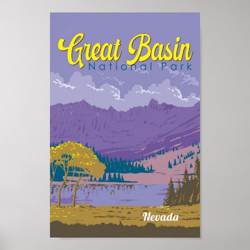 Great Basin National Park Illustration Travel Art  Poster