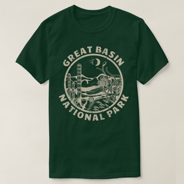 Great Basin National Park Linocut Distressed Deser T-Shirt (Design Front)